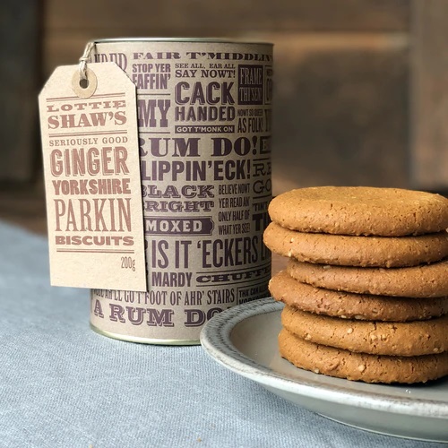 Lottie Shaw Yorkshire Parkin Biscuits in a gift tube